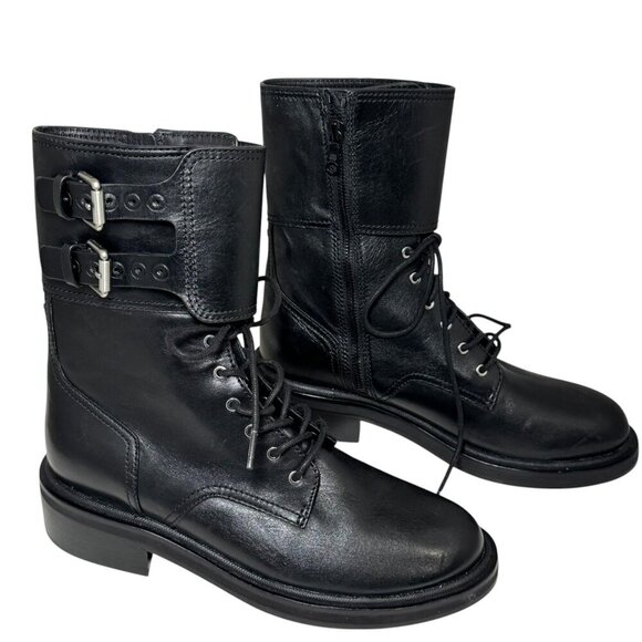 RAG & BONE RB Leather Buckle-Cuff Moto Boots Size 39, 9 NEW $675 - Picture 4 of 6